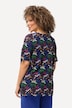 T-shirt, bloemenprint, tuniekhals, V-hals, halve mouwen