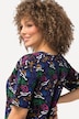 T-shirt, bloemenprint, tuniekhals, V-hals, halve mouwen