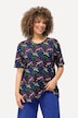 T-shirt, bloemenprint, tuniekhals, V-hals, halve mouwen
