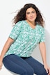 T-shirt, bloemenprint, tuniekhals, V-hals, halve mouwen