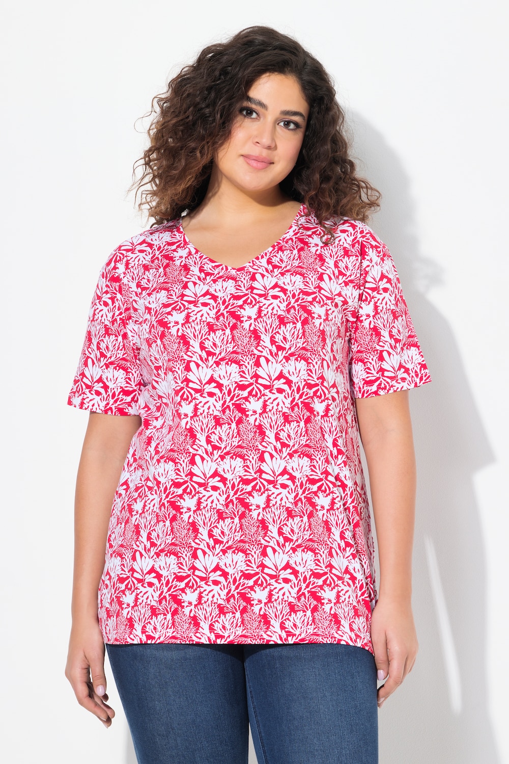 Große Größen T-Shirt, Damen, rot, Größe: 46/48, Baumwolle, Ulla Popken