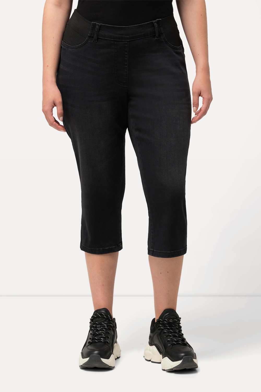 Große Größen Capri-Jeans Sienna, Damen, schwarz, Größe: 50, Baumwolle/Polyester/Viskose, Ulla Popken