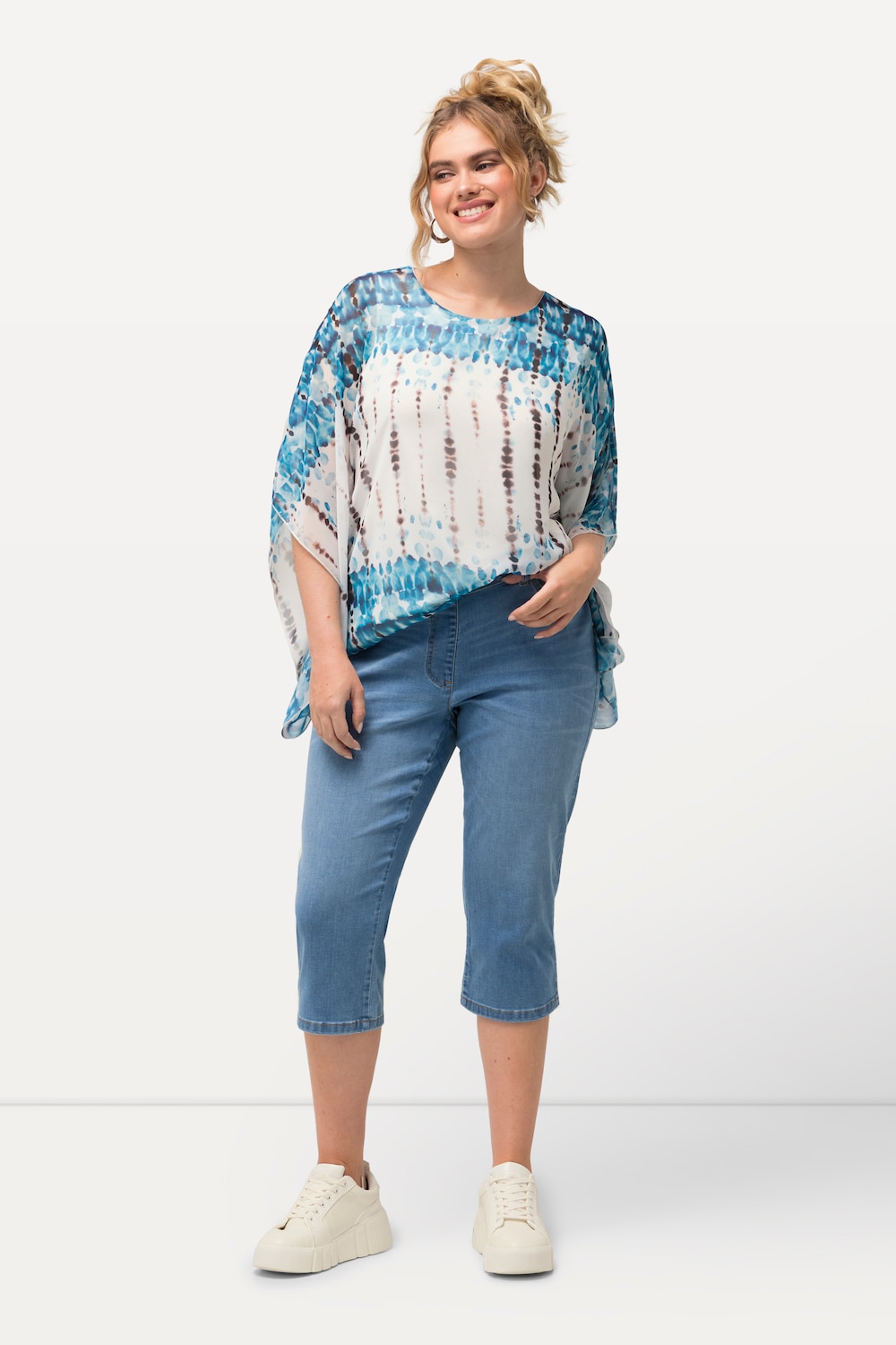 Große Größen Capri-Jeans Sienna, Damen, blau, Größe: 44, Baumwolle/Polyester, Ulla Popken