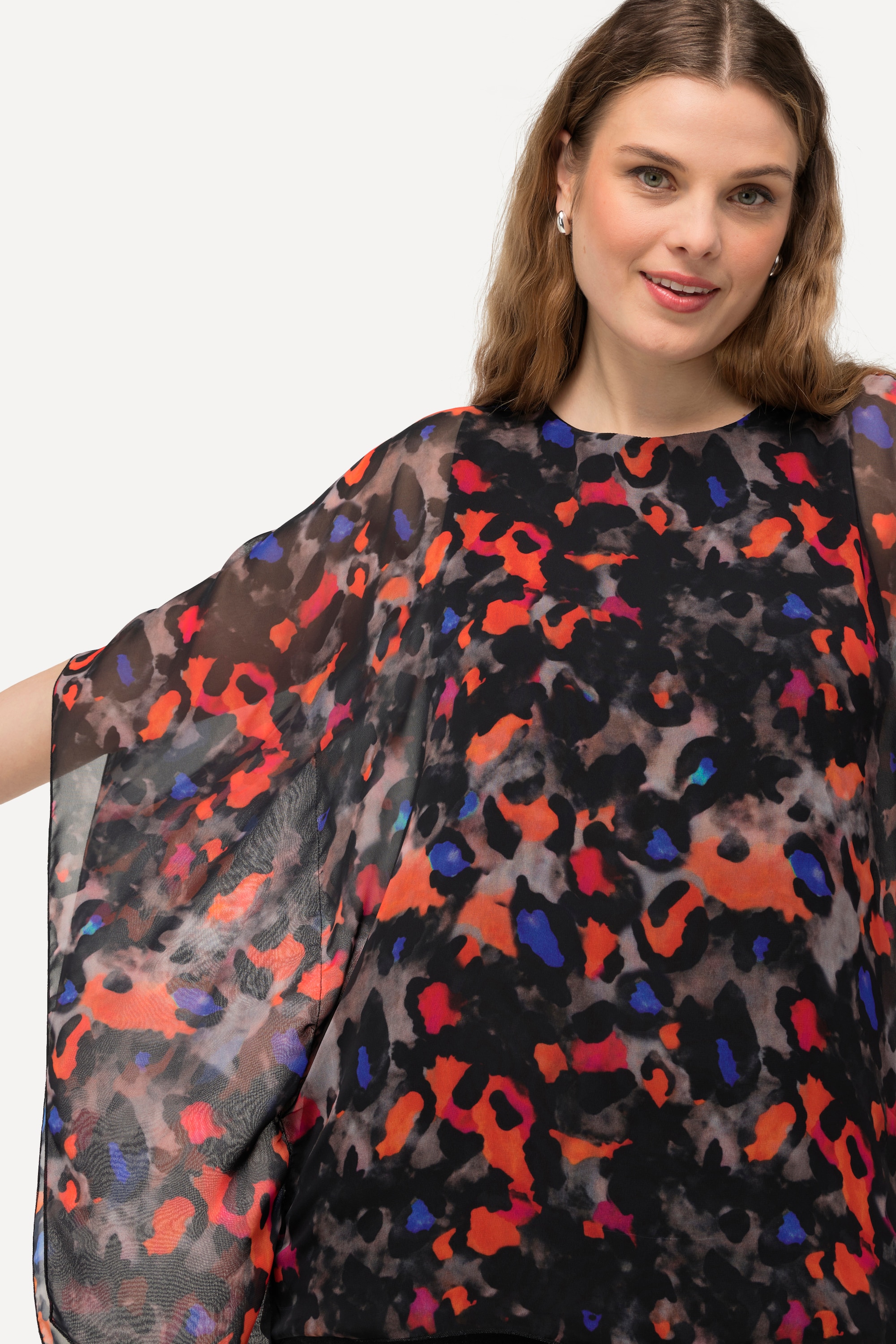 Ulla Popken Damen große Größen Bluse doppellagig Oversized Rundhals