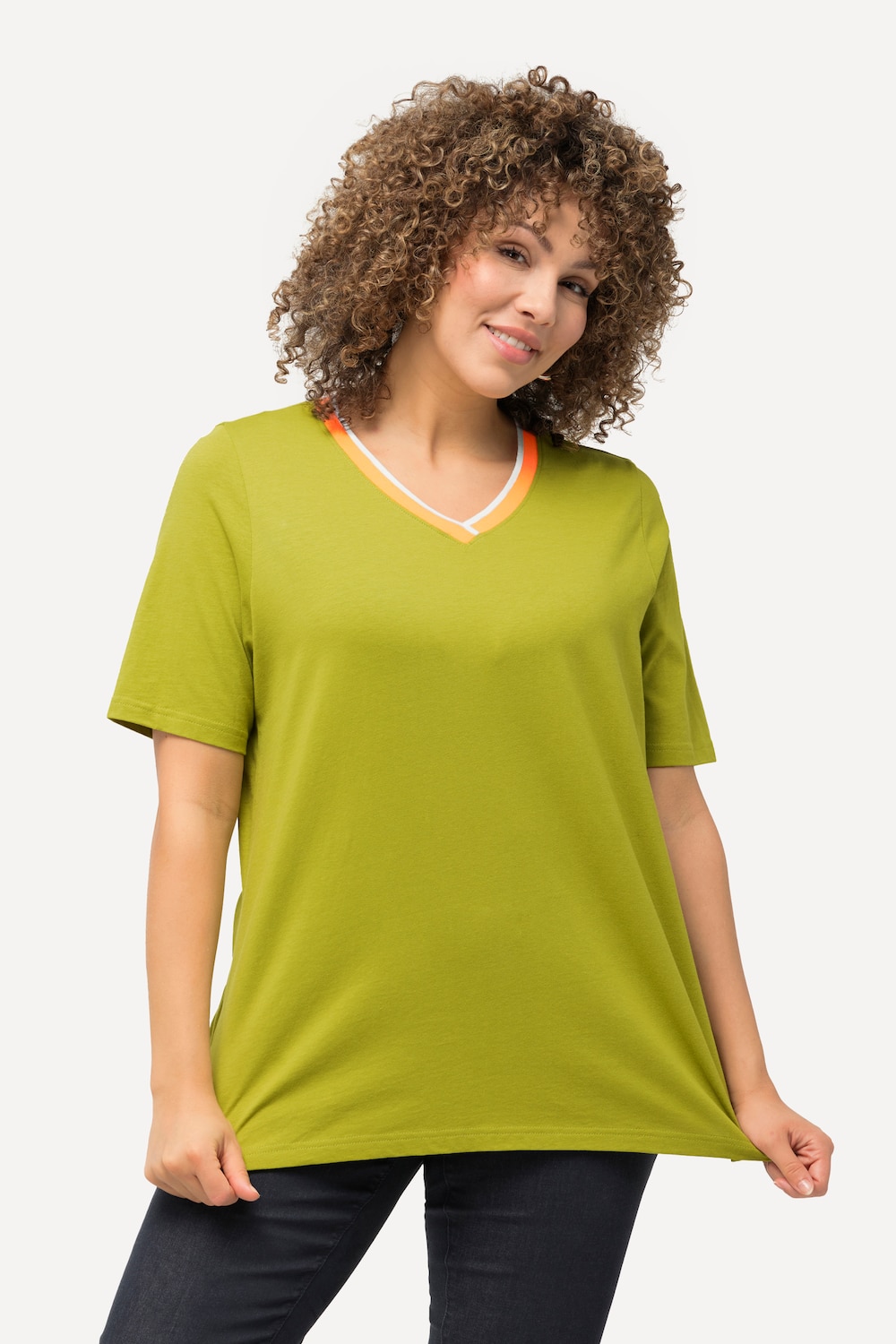 Grote Maten T-shirt, Dames, groen, Maat: 46/48, Katoen, Ulla Popken