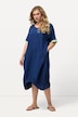 Sukienka midi, mieszanka lnu, dekolt w szpic, kimonowy rękaw 1/2