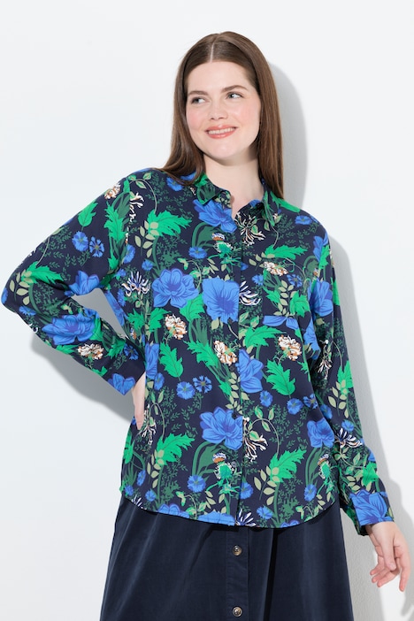 Hemdbluse, Landhausdruck, Hemdkragen, Langarm