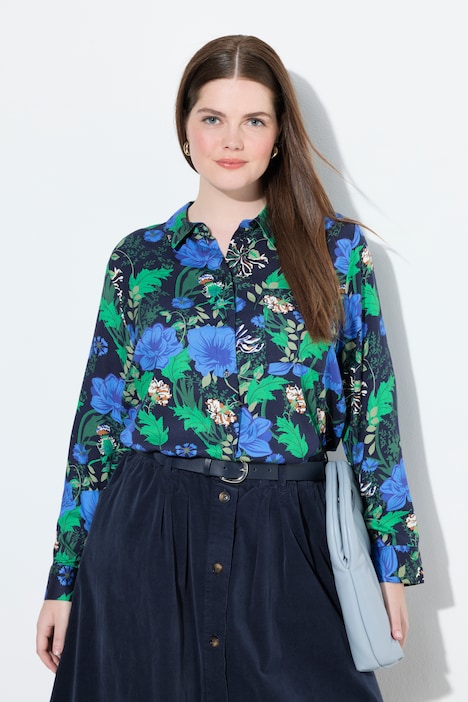 Hemdbluse, Landhausdruck, Hemdkragen, Langarm