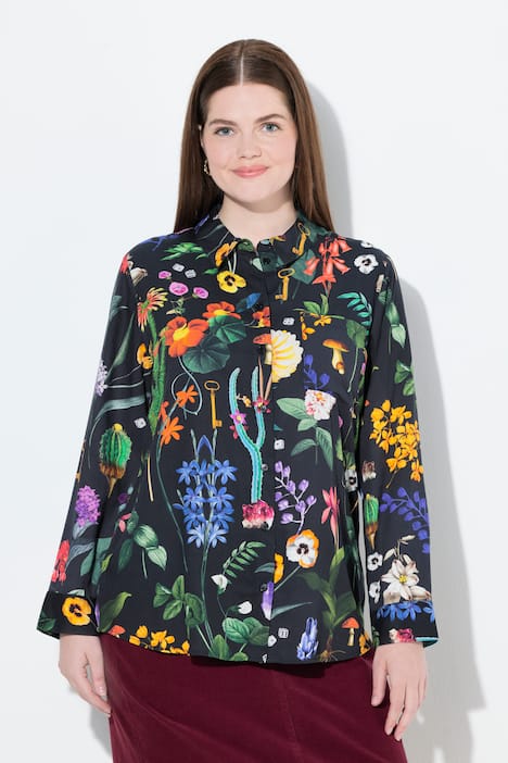 Hemdbluse, Landhausdruck, Hemdkragen, Langarm