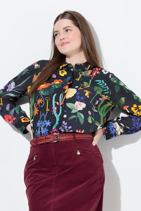 Hemdbluse, Landhausdruck, Hemdkragen, Langarm