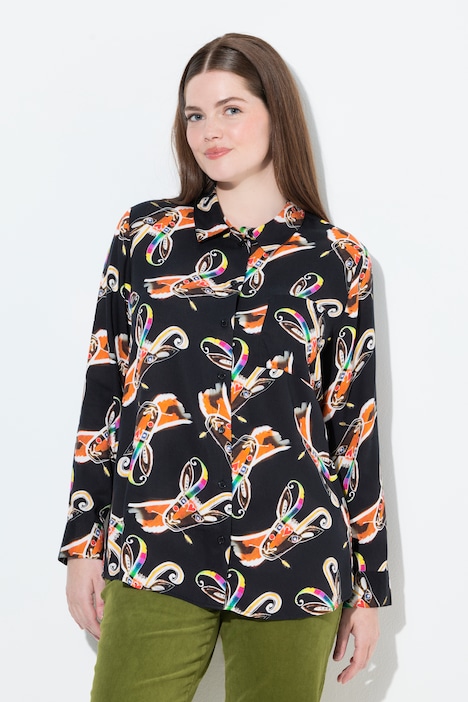 Hemdbluse, Landhausdruck, Hemdkragen, Langarm