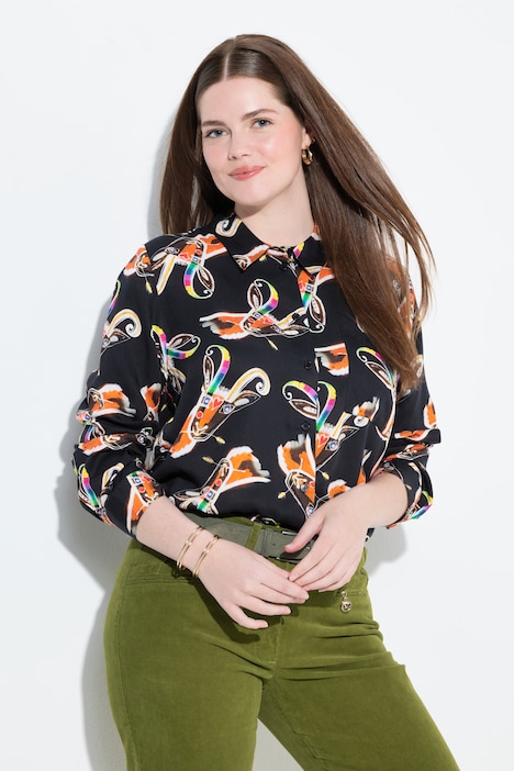 Hemdbluse, Landhausdruck, Hemdkragen, Langarm