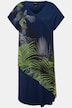Jerseykleid, Palmenblätter, V-Ausschnitt, Halbarm
