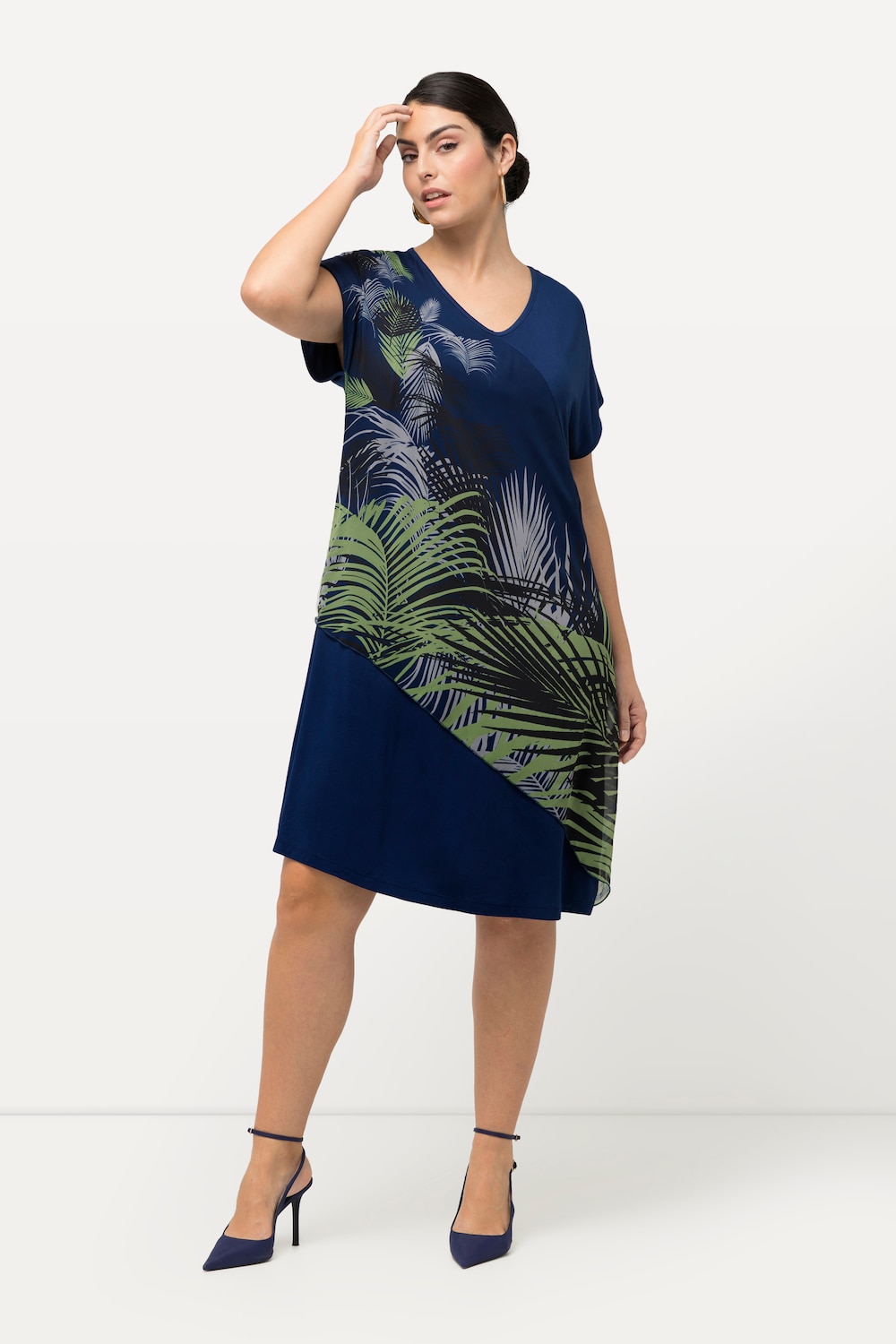 Große Größen Jerseykleid, Damen, blau, Größe: 62/64, Polyester/Viskose, Ulla Popken