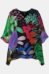 Bluse, dobbelt lag, oversized, V-udskæring, korte ærmer