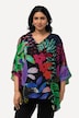 Bluse, dobbelt lag, oversized, V-udskæring, korte ærmer