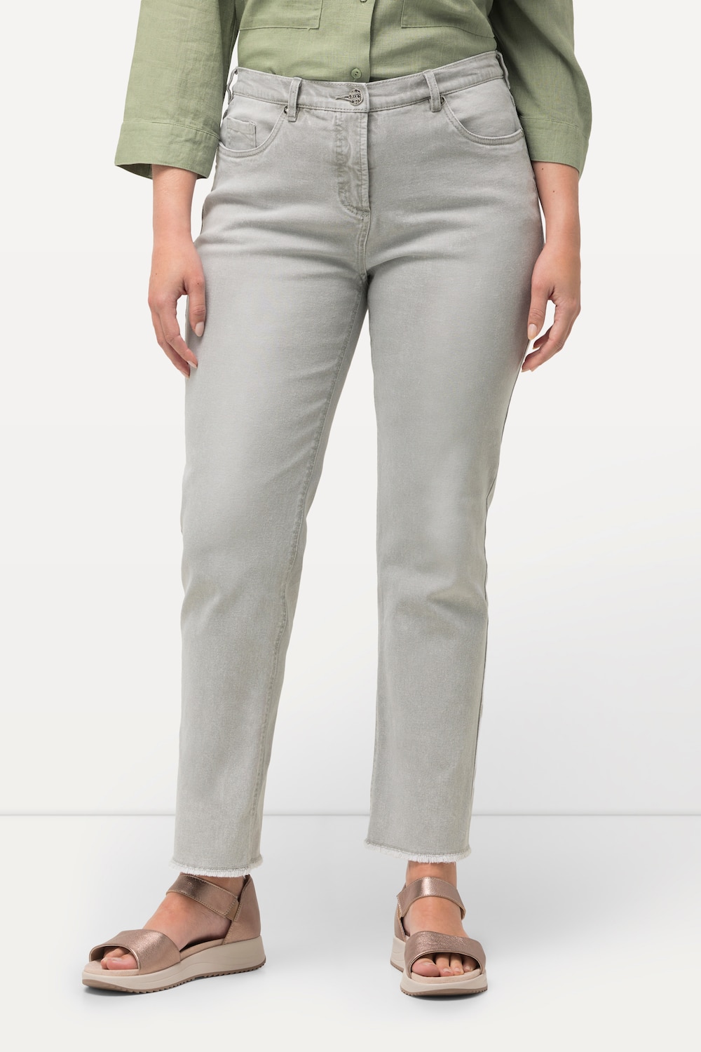 Große Größen Jeans Sarah, Damen, beige, Größe: 44, Baumwolle, Ulla Popken