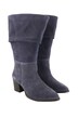 Slouchy boots with XL shaft, suede, lambswool, width H
