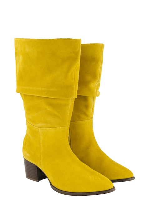 Slouchy boots with XL shaft, suede, lambswool, width H