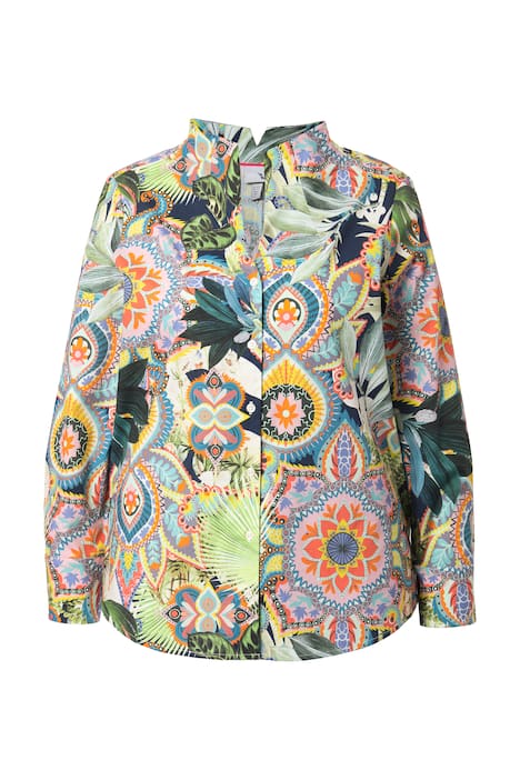 Halenka, kalichový límec, potisk, dlouhé rukávy