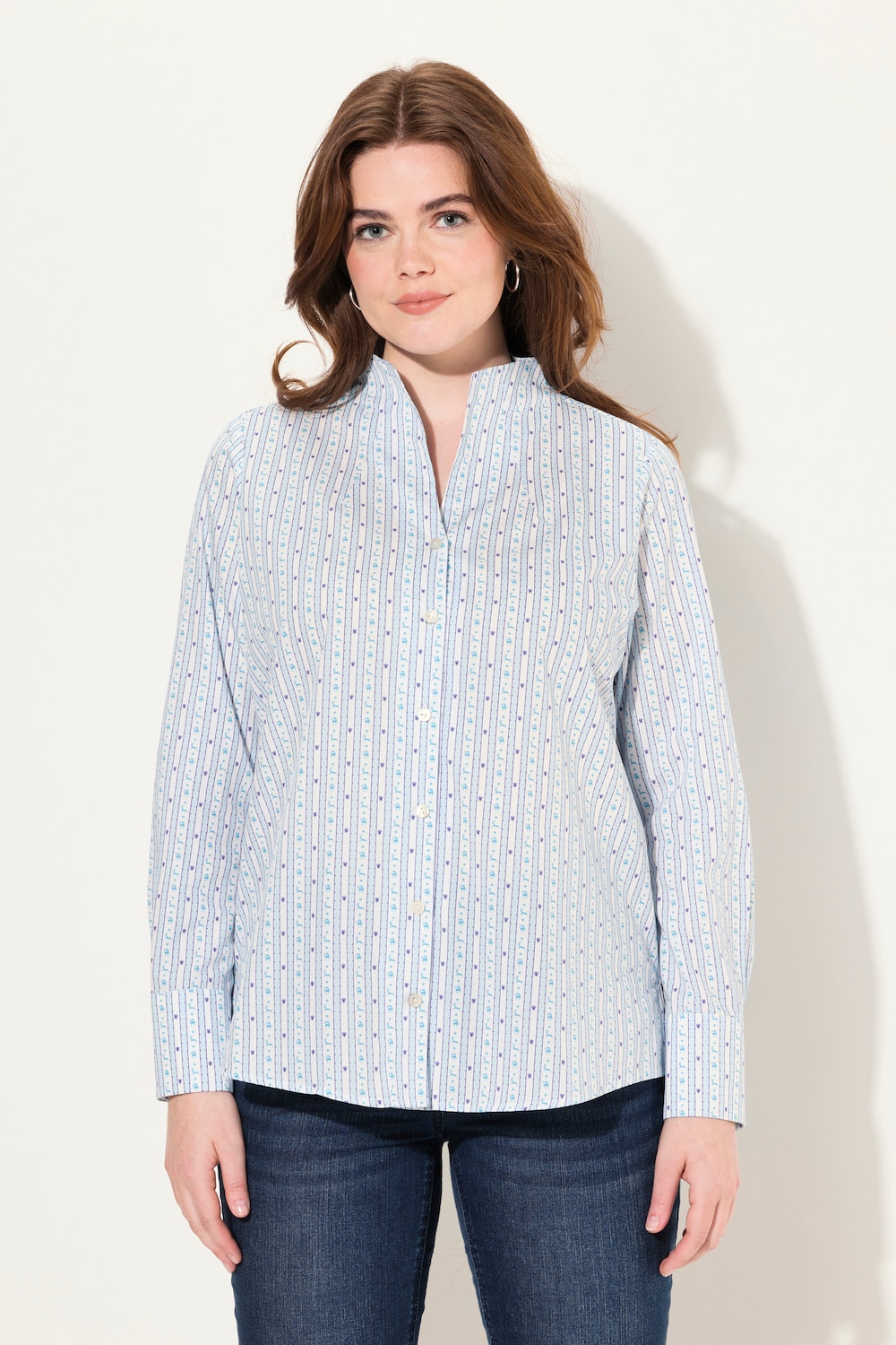 Große Größen Bluse, Damen, blau, Größe: 50/52, Baumwolle, Ulla Popken