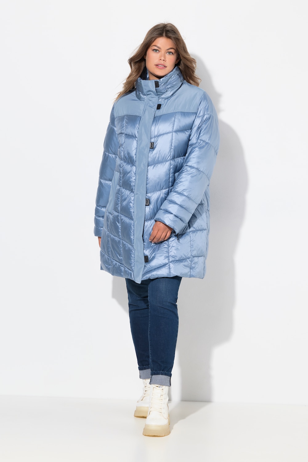 Große Größen Steppjacke, Damen, blau, Größe: L, Polyester/Synthetische Fasern, LAURASON