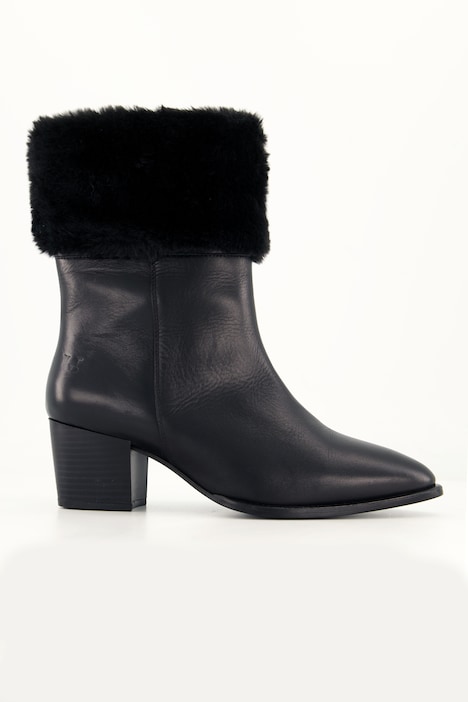 Leder-Stiefeletten, Kunstpelz, Wechselfußbett, Weite H