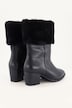 Leder-Stiefeletten, Kunstpelz, Wechselfußbett, Weite H