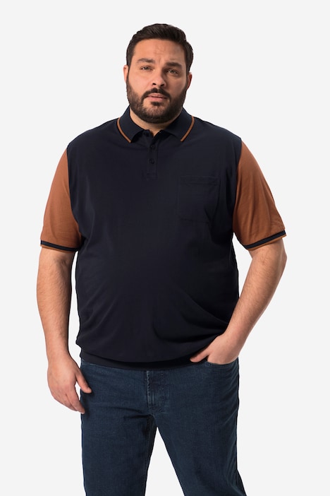 Men+ Poloshirt Bauchfit, kontrastfarbiger Halbarm, bis 84/86