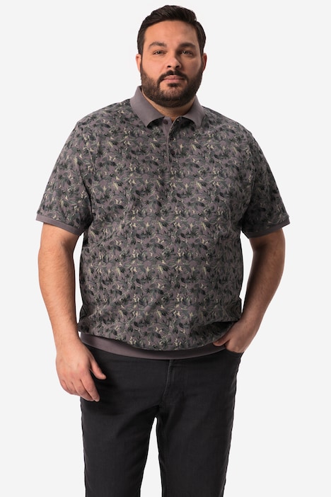 Men+ poloshirt buik-fit, korte mouwen, piqué, all-over print, tot 84/86