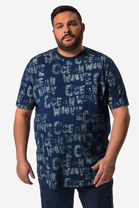 Men+ T-Shirt, Halbarm, Indigo Laserprint, bis 84/86