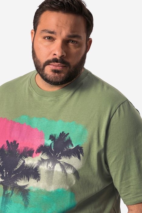 Men+ T-Shirt Bauchfit, Halbarm, großer Print, bis 84/86