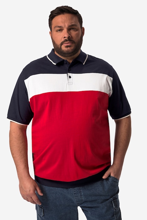 Men+ Poloshirt, Halbarm, Bauchfit, Colorblocking, bis 84/86