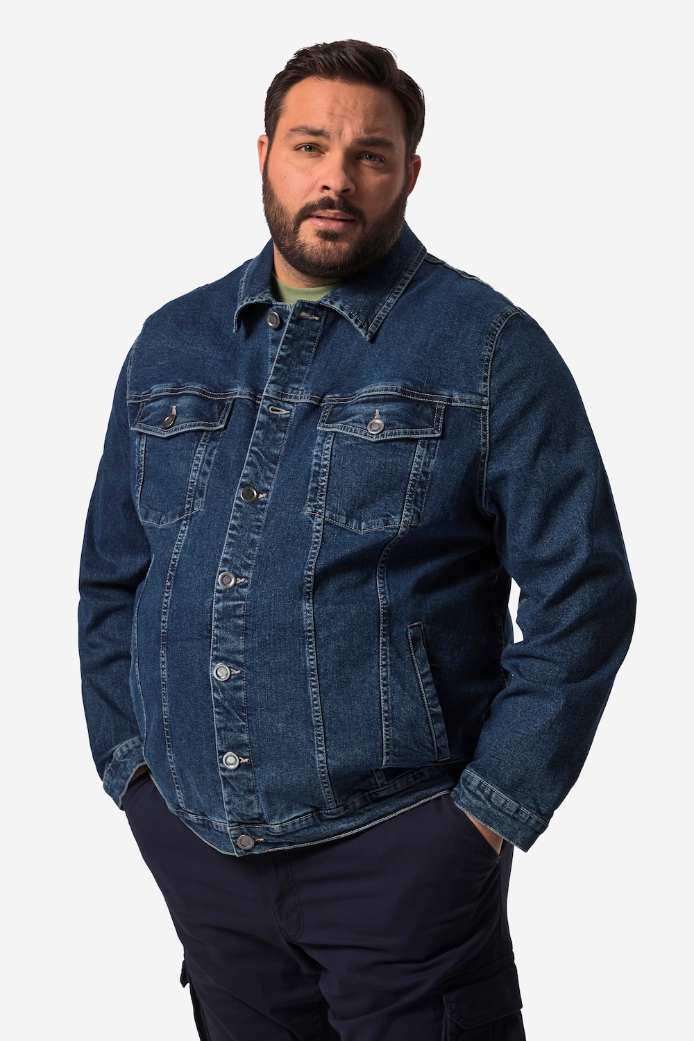 John F. Gee Jeansjacke, stonewashed, Knopfleiste, bis 84/86
