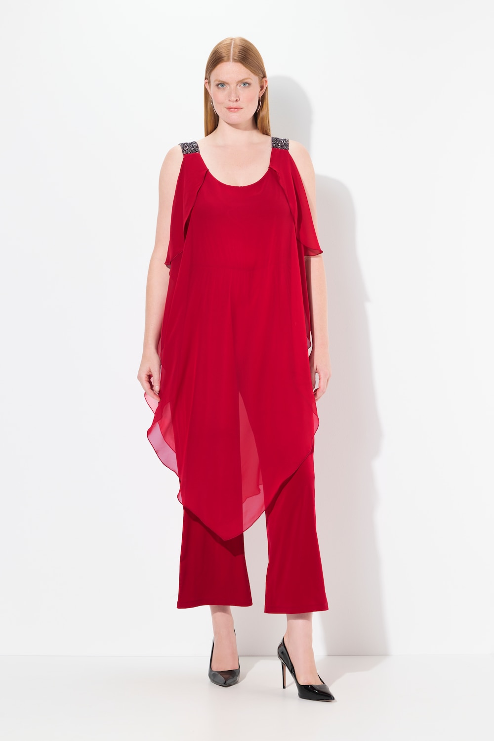 Große Größen Jumpsuit, Damen, rot, Größe: 46/48, Polyester, Ulla Popken