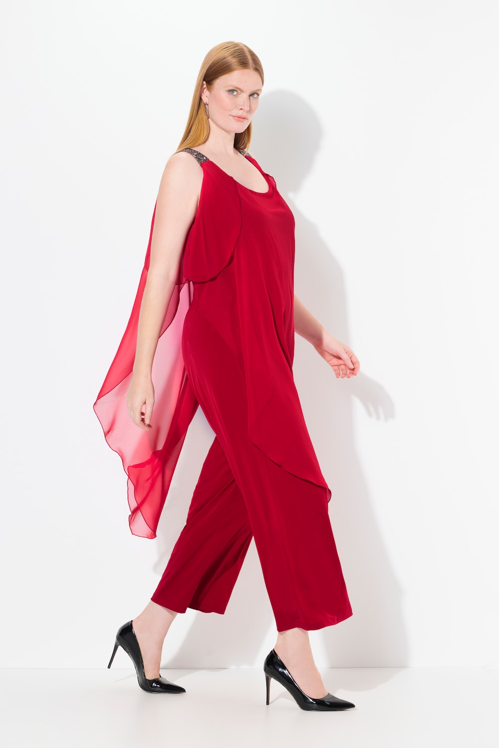 Große Größen Jumpsuit, Damen, rot, Größe: 46/48, Polyester, Ulla Popken