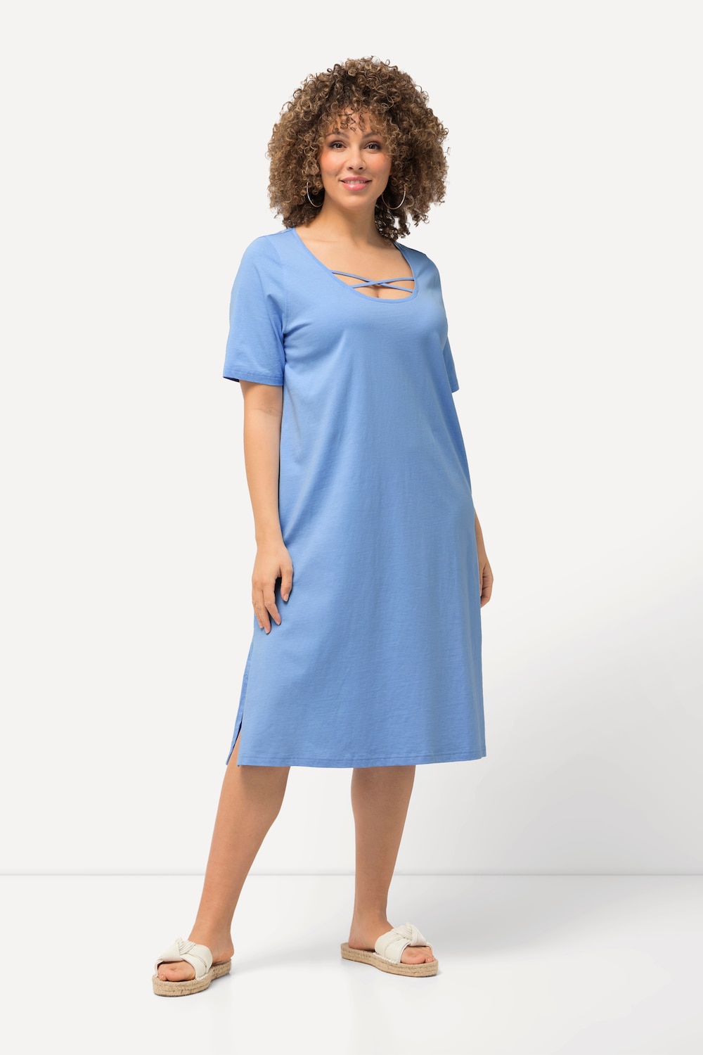 Große Größen Jerseykleid, Damen, blau, Größe: 50/52, Baumwolle, Ulla Popken