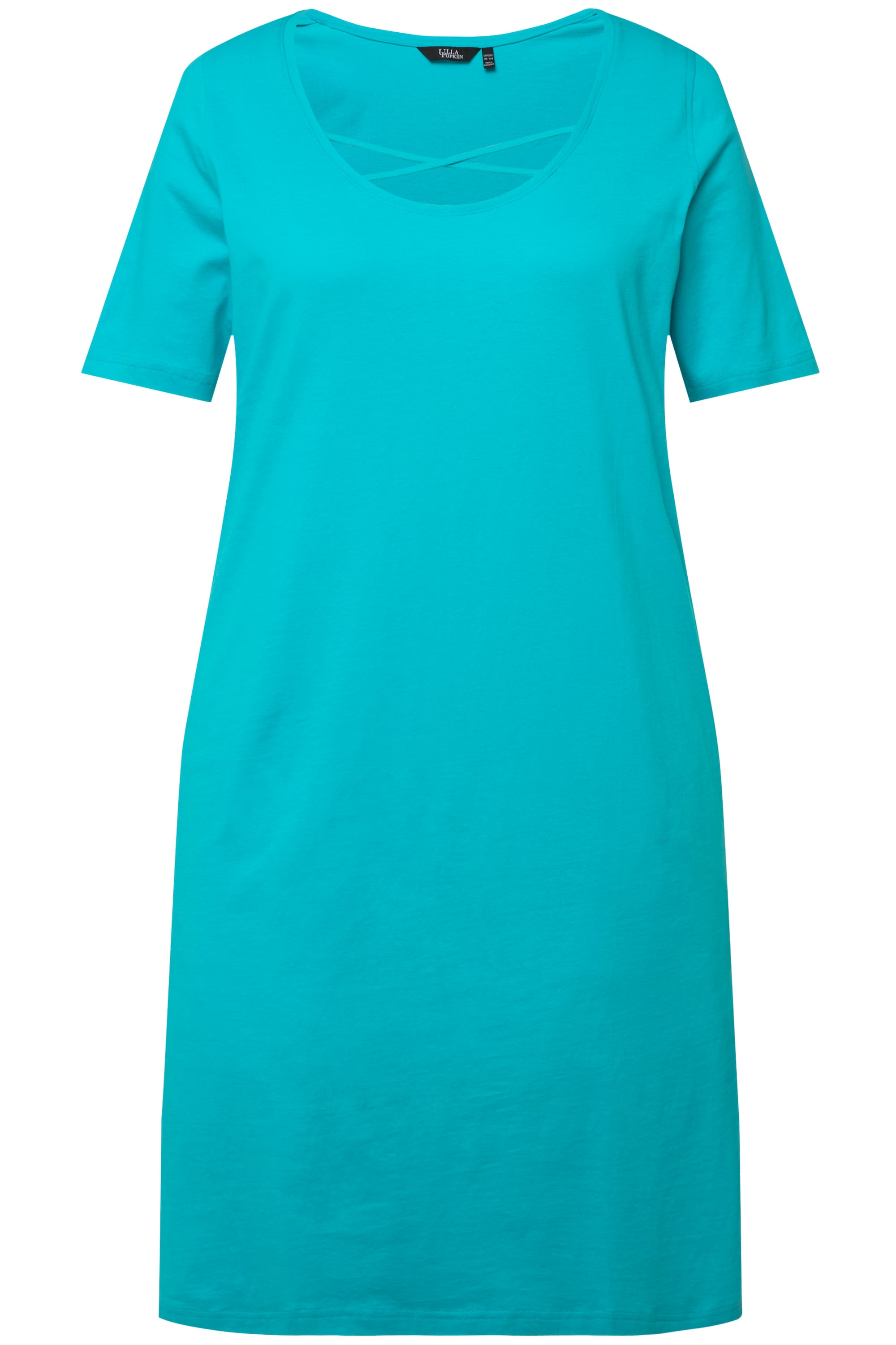 Ulla Popken Damen große Größen Jerseykleid Zierbänder A Linie Rundhals