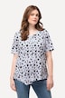 T-shirt imprimé pois et passepoils. Base en pointe, col rond et manches courtes.