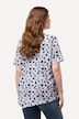 T-shirt imprimé pois et passepoils. Base en pointe, col rond et manches courtes.
