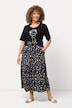 Jersey maxi-rok, stippen, A-lijn, elastische tailleband
