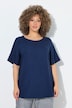 Blouse, linnenmix, A-lijn, ronde hals, korte mouwen