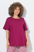Blouse, linnenmix, A-lijn, ronde hals, korte mouwen