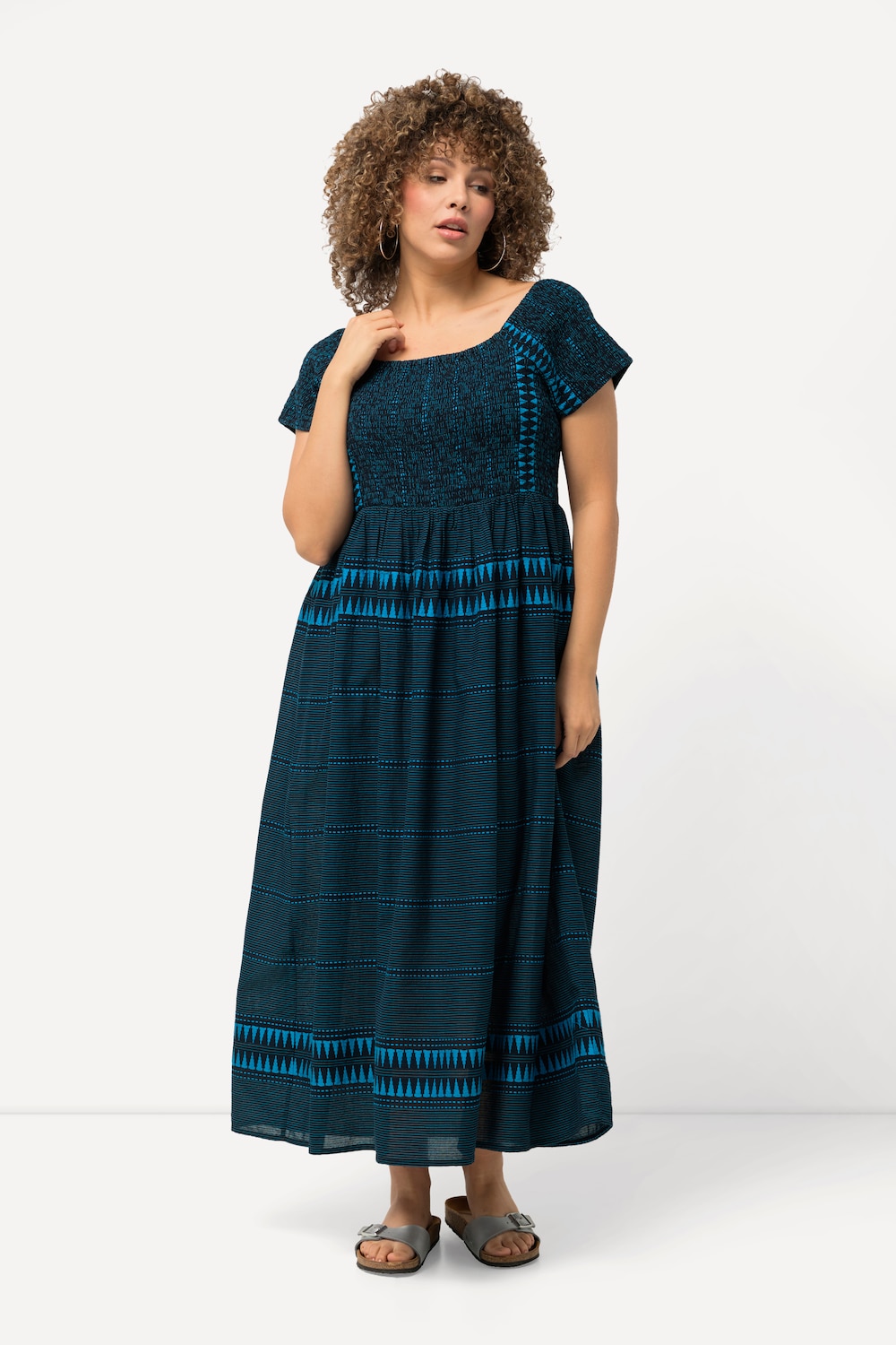 Große Größen Maxikleid, Damen, blau, Größe: 50/52, Baumwolle, Ulla Popken