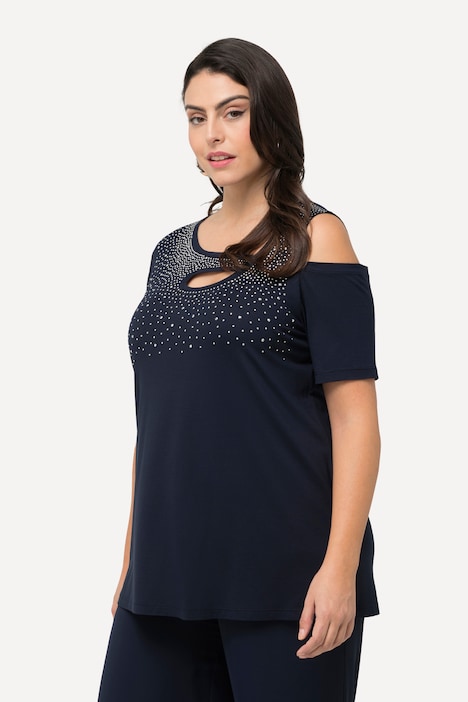 Sparkling Cutout Short Sleeve Tee