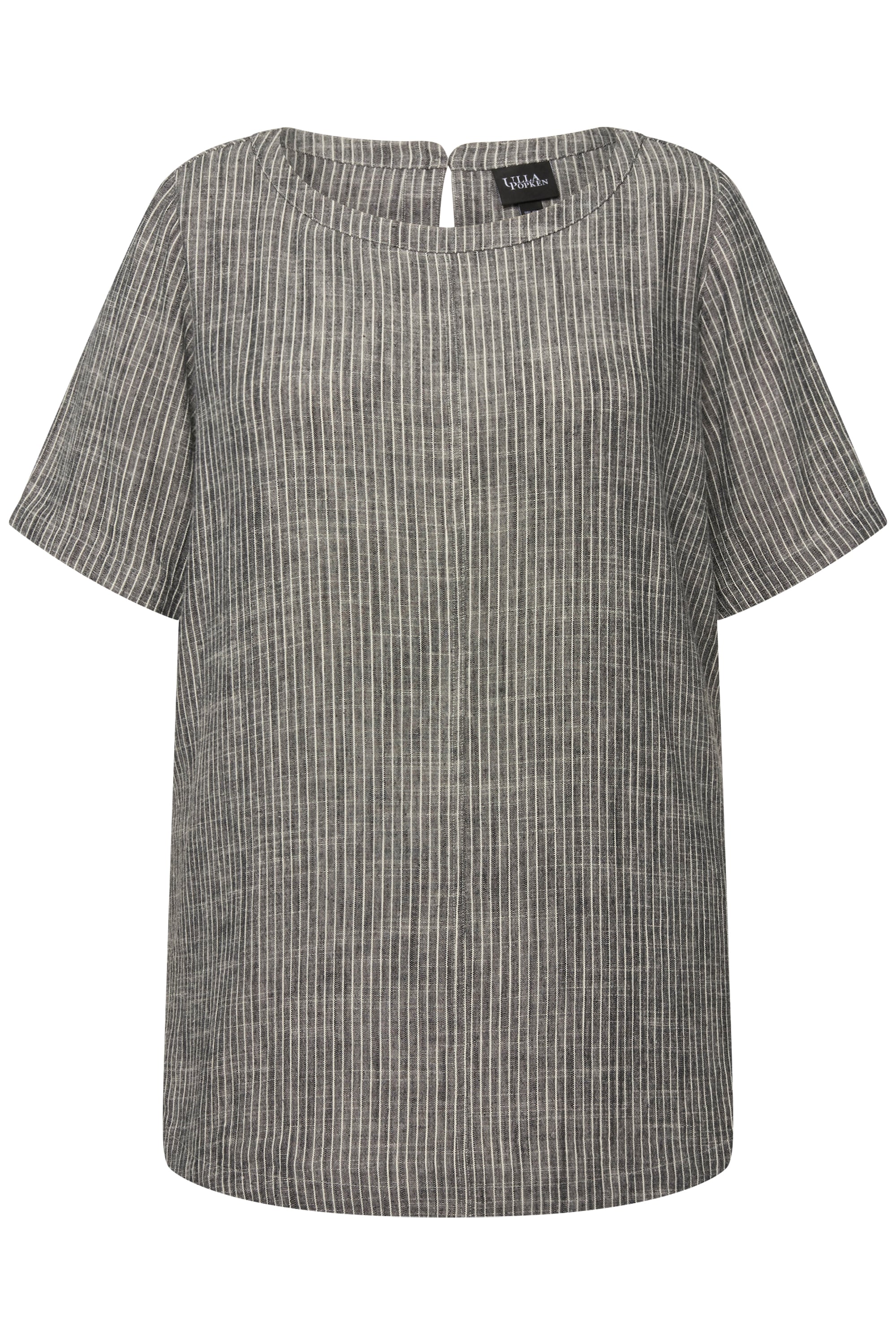 Ulla Popken Damen große Größen Bluse Leinenmix Streifen Rundhals Halbarm 829860