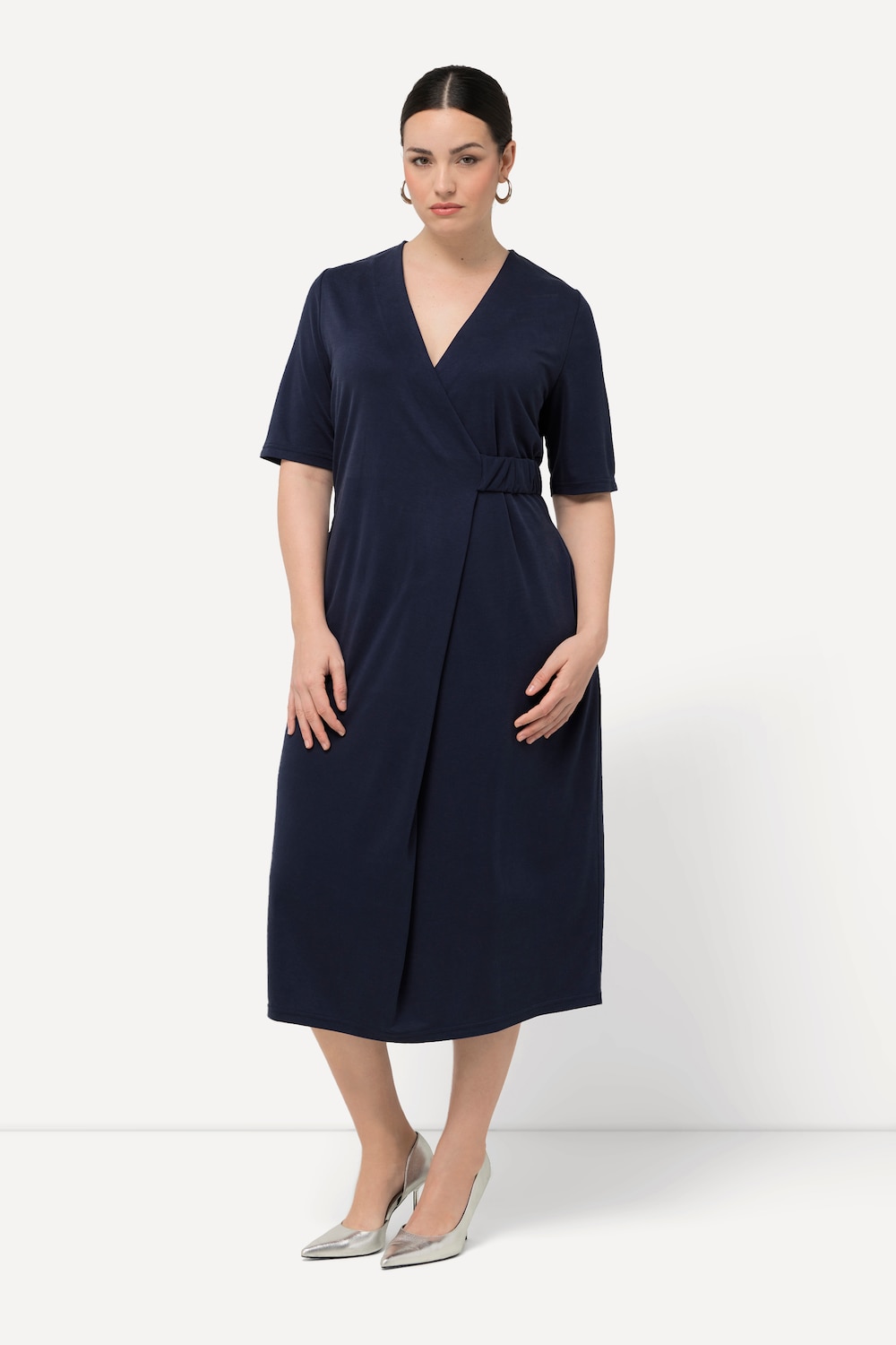 Grote Maten Midi-jurken, Dames, blauw, Maat: 46/48, Synthetische vezels/Polyester, Ulla Popken