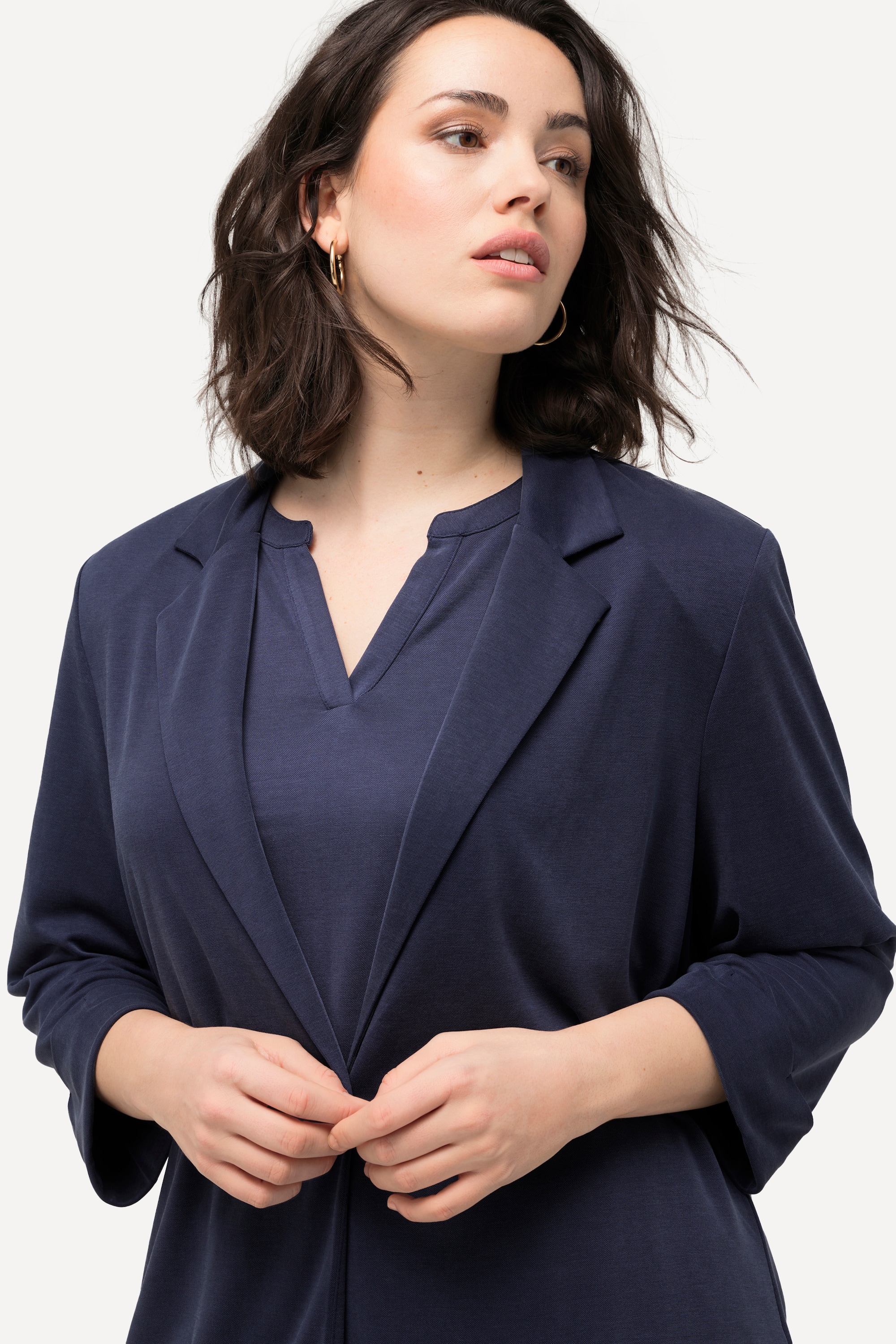 Ulla Popken Damen große Größen Jersey Blazer Reverskragen 3 4 Arm