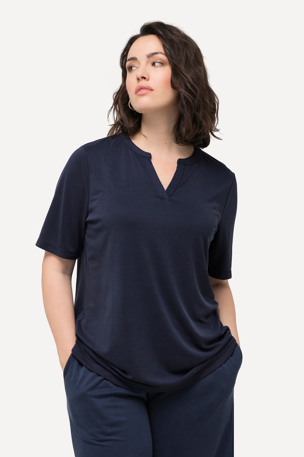 Grote Maten t-shirt, Dames, blauw, Maat: 46/48, Synthetische vezels, Ulla Popken