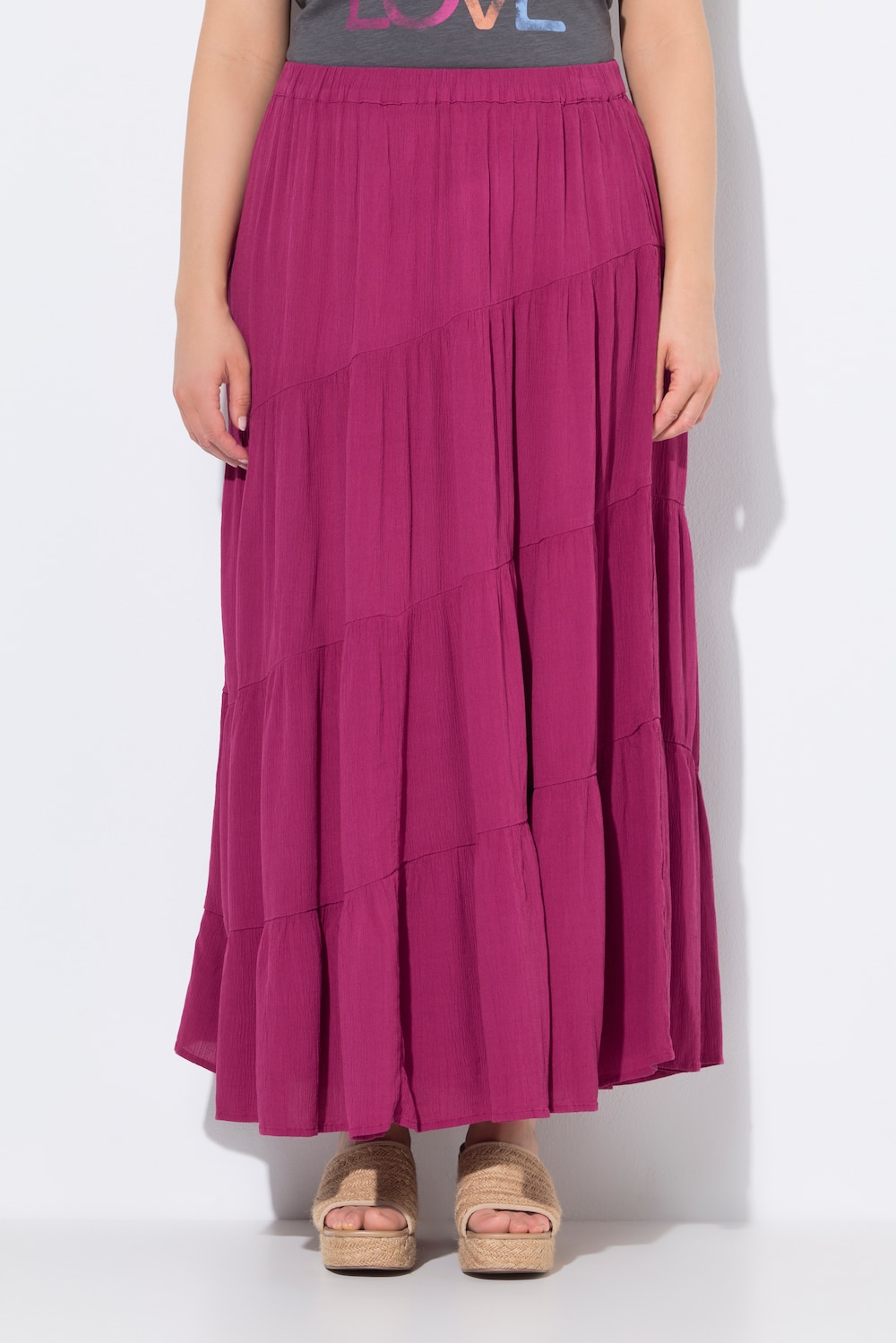 Große Größen Maxirock, Damen, rosa, Größe: 42/44, Viskose, Ulla Popken